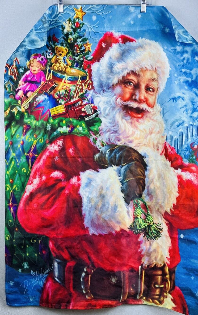 Beautiful Santa Clause Dona Gelsinger Gift bag Tree Beard Rosy Cheeks Christmas
